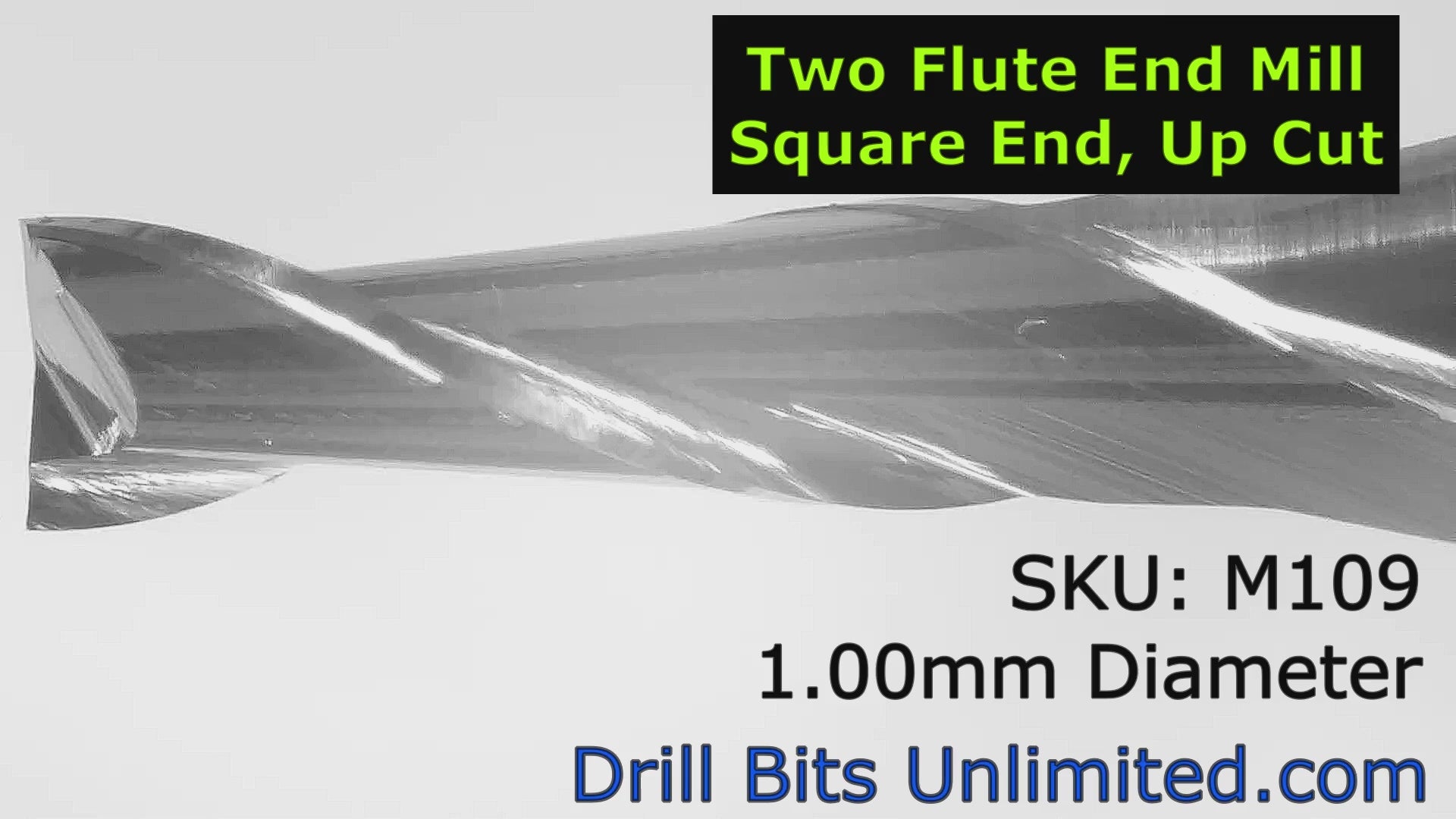 1.00mm x .120" LOC Two Flute UP Cut Carbide End Mill Square End - Made in U.S.A. M109 Video Showing Details