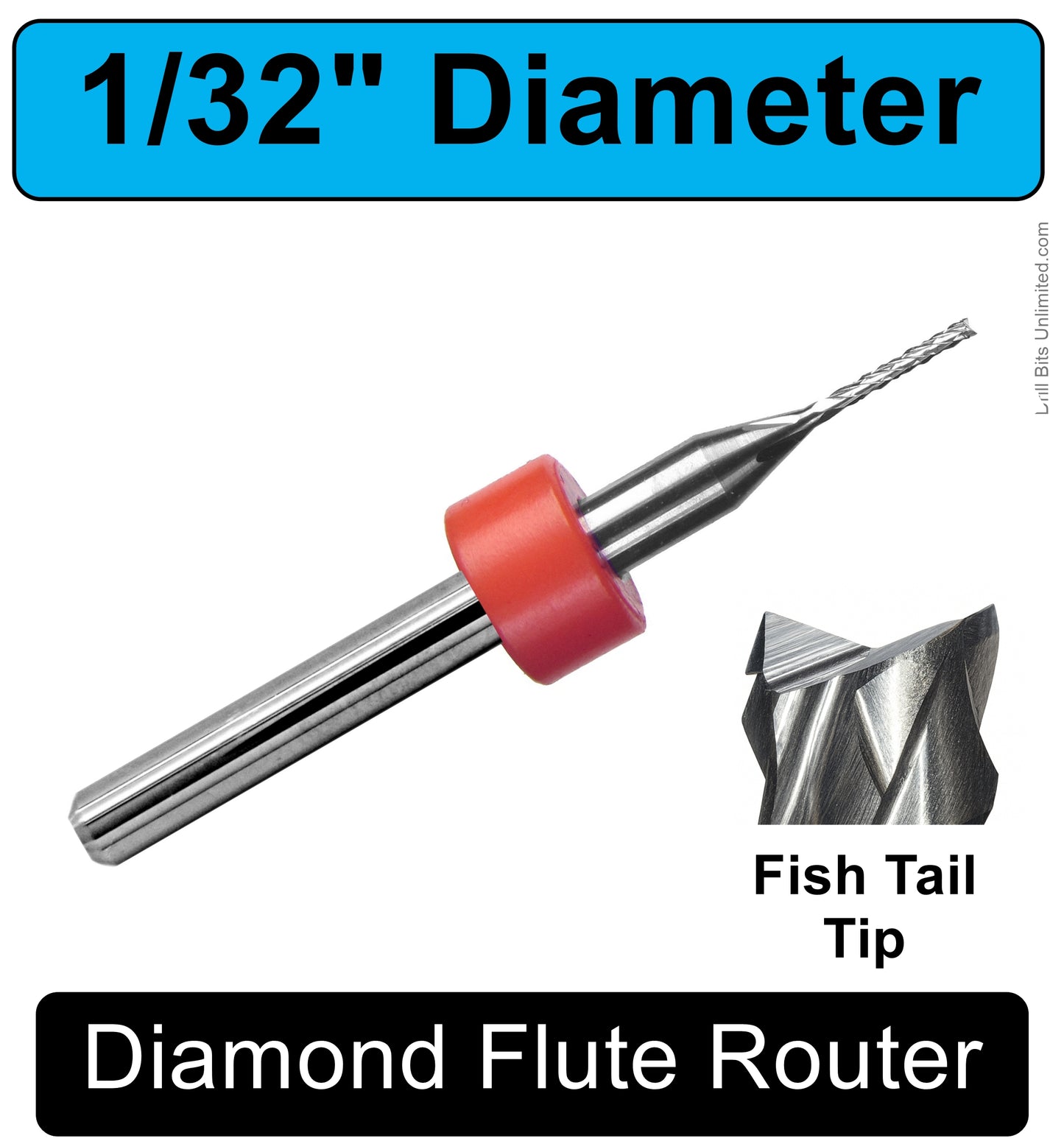 1/32″ Diamond Pattern Carbide Router – .197″ LOC – Fish Tail Tip R105