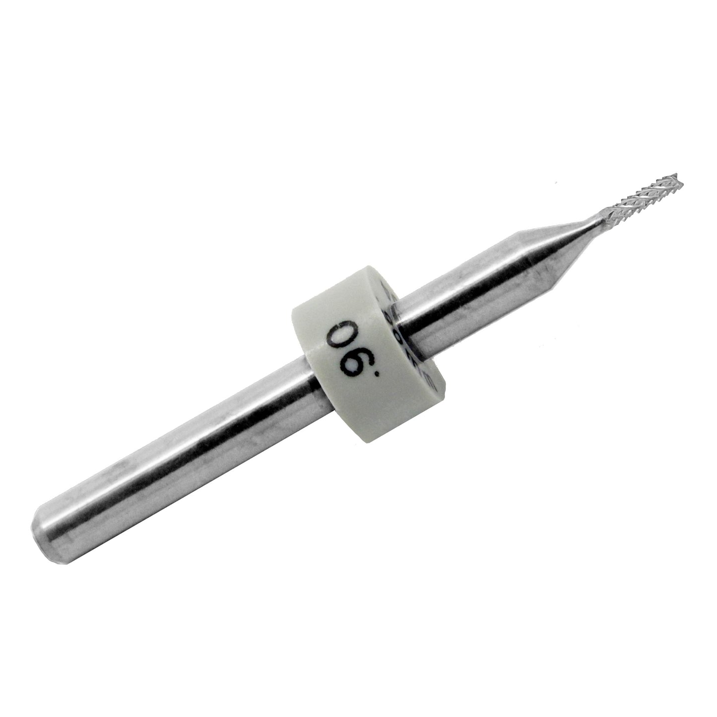 0.90mm diamond pattern carbide router with drill point tip and 1/8 inch shank