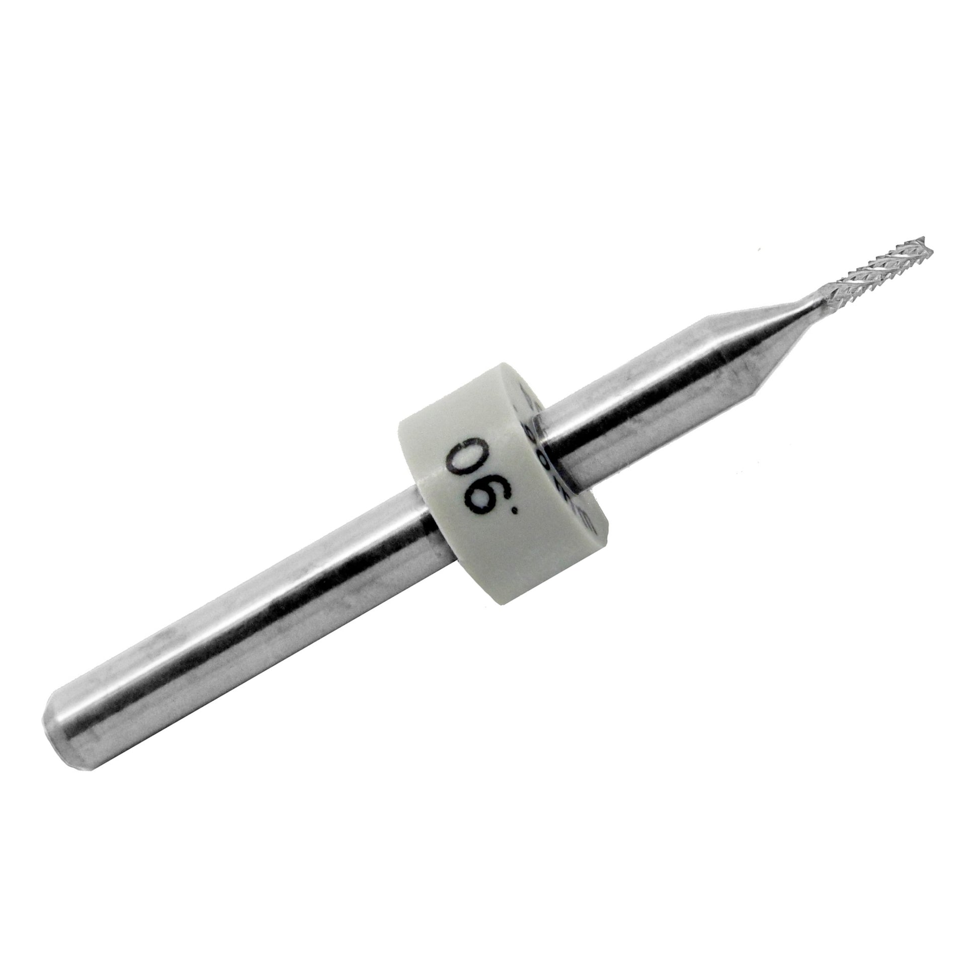 0.90mm diamond pattern carbide router with drill point tip and 1/8 inch shank