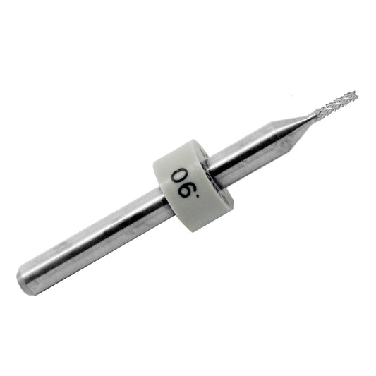 0.90mm diamond pattern carbide router with drill point tip and 1/8 inch shank