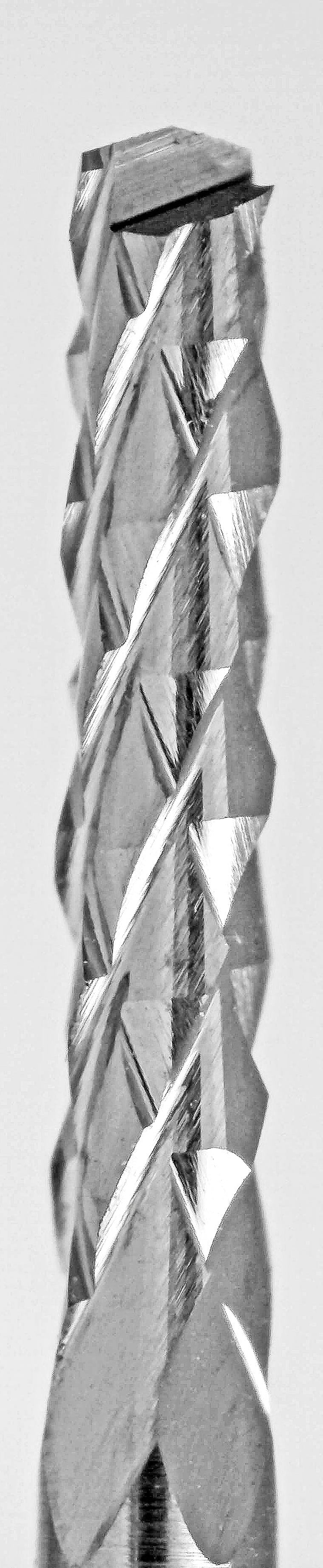 0.0394" / 1.00mm Diamond Flute Router, Drill Point, .200" LOC, 1/8" Shank