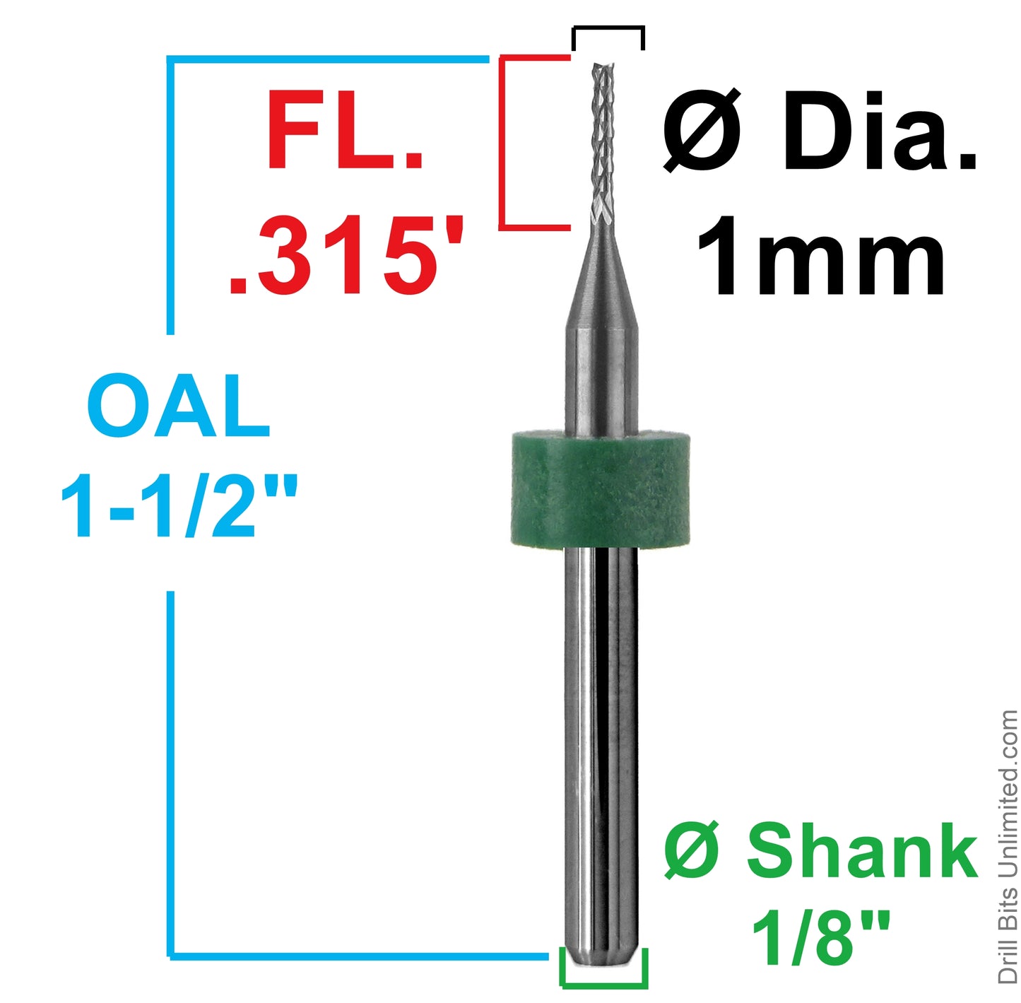 1mm Diamond Pattern Carbide Router – .315″ LOC – Fish Tail Tip R116