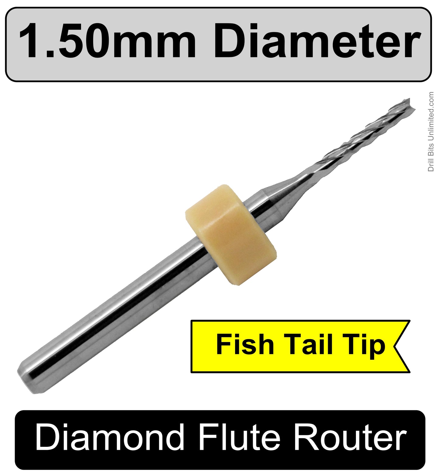 1.50mm x .315" LOC - Diamond Pattern Carbide Router Bit - Fishtail Tip  R129