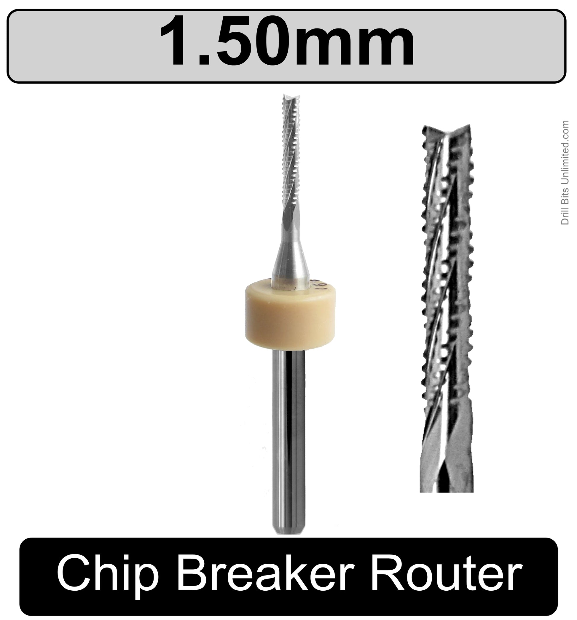 1.50mm .0591" x .315"  LOC Chip Breaker Carbide  Router - Fishtail Tip R157 Side View