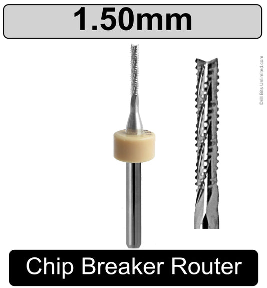 1.50mm .0591" x .315"  LOC Chip Breaker Carbide  Router - Fishtail Tip R157 Side View
