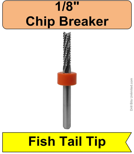 1/8" x .472" LOC Chip Breaker Carbide Router - Fishtail Tip R172
