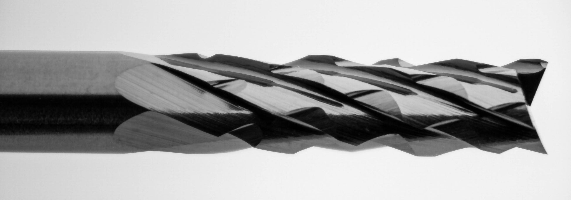 Close-up of fish tail tip on 3.10mm diamond flute carbide router