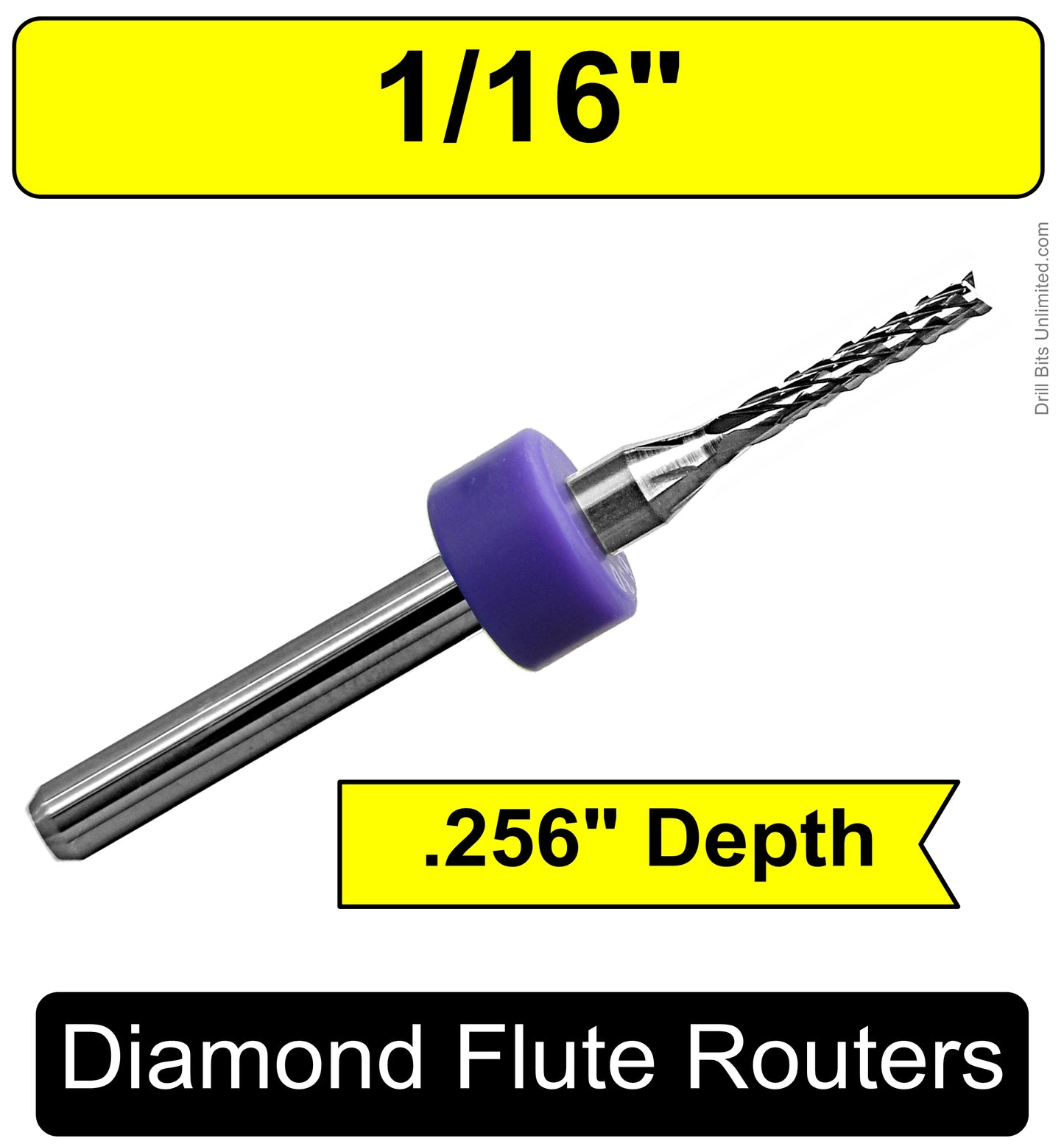 1/16" x .256" DOC Diamond Pattern Carbide Router Bit - Fishtail Tip R133