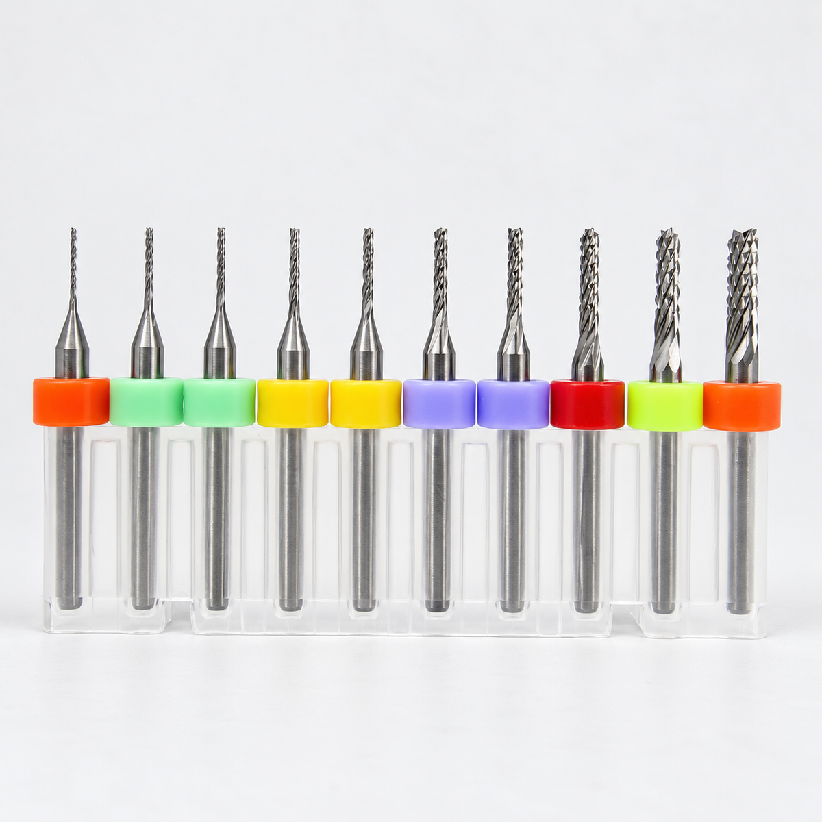 .0315"–.1250" / 1/32"–1/8" / 0.80–3.175mm Diamond Flute Router Bit Set – Fish Tail – 10 Pc – RBS-LU