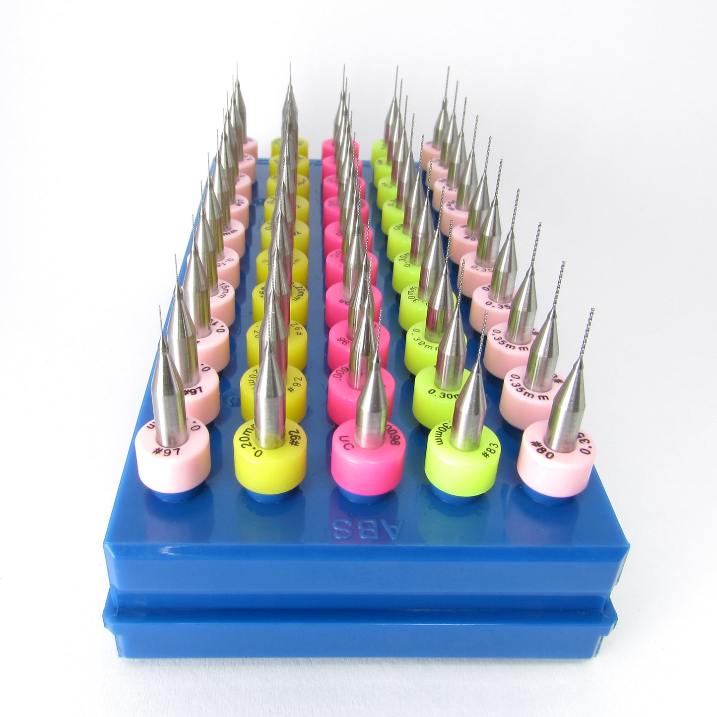 Assorted carbide micro drill bits in storage tray – 1/8 inch shank