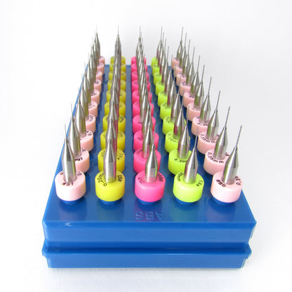 Assorted carbide micro drill bits in storage tray – 1/8 inch shank
