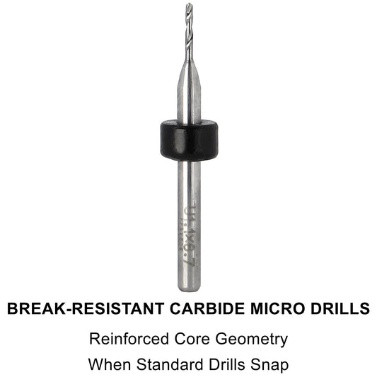 Break-Resistant Micro Carbide Drills – Slot-Drill Geometry – Choose Size