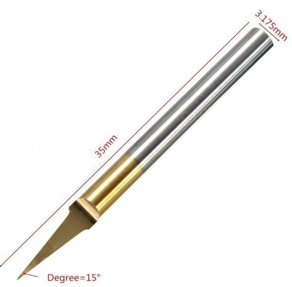 15 Degree, 0.10mm Tip Titanium Coated Carbide V Engraver ENG15T