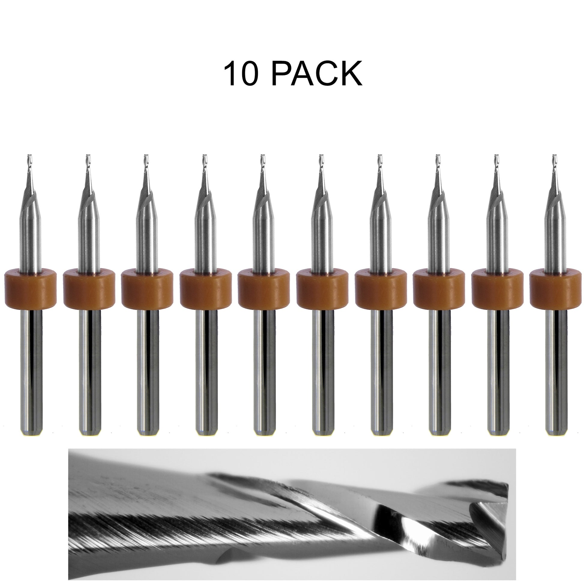 10 pack of lightly used 0.0313 inch 1/32 two flute carbide end mills with square ends