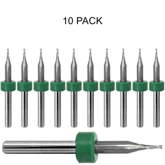 0.0394" / 1.00mm Two-Flute Carbide End Mill, Square End, .120" LOC, 1/8" Shank | Lightly Used 10 Pc UMT110