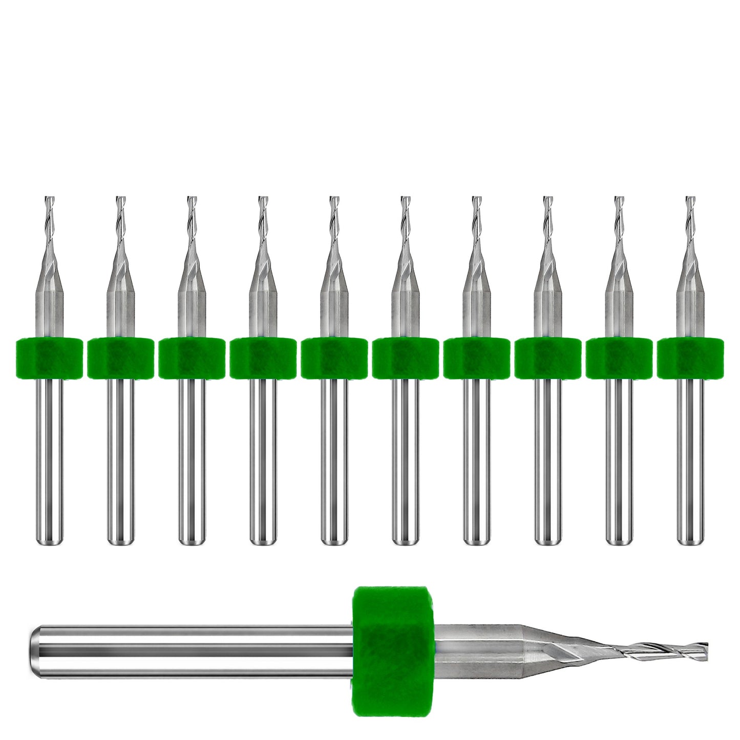 .0394" / 1.00mm Two-Flute Carbide End Mill, Square End, Extended Flute, .200" LOC, 1/8" Shank | Lightly Used 10 Pc UMT110L