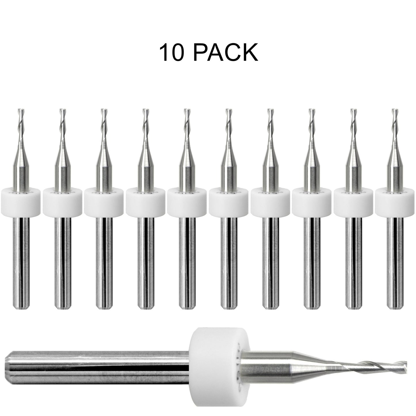 10 pack of lightly used 0.050 inch 1.27mm two flute carbide end mills with square ends