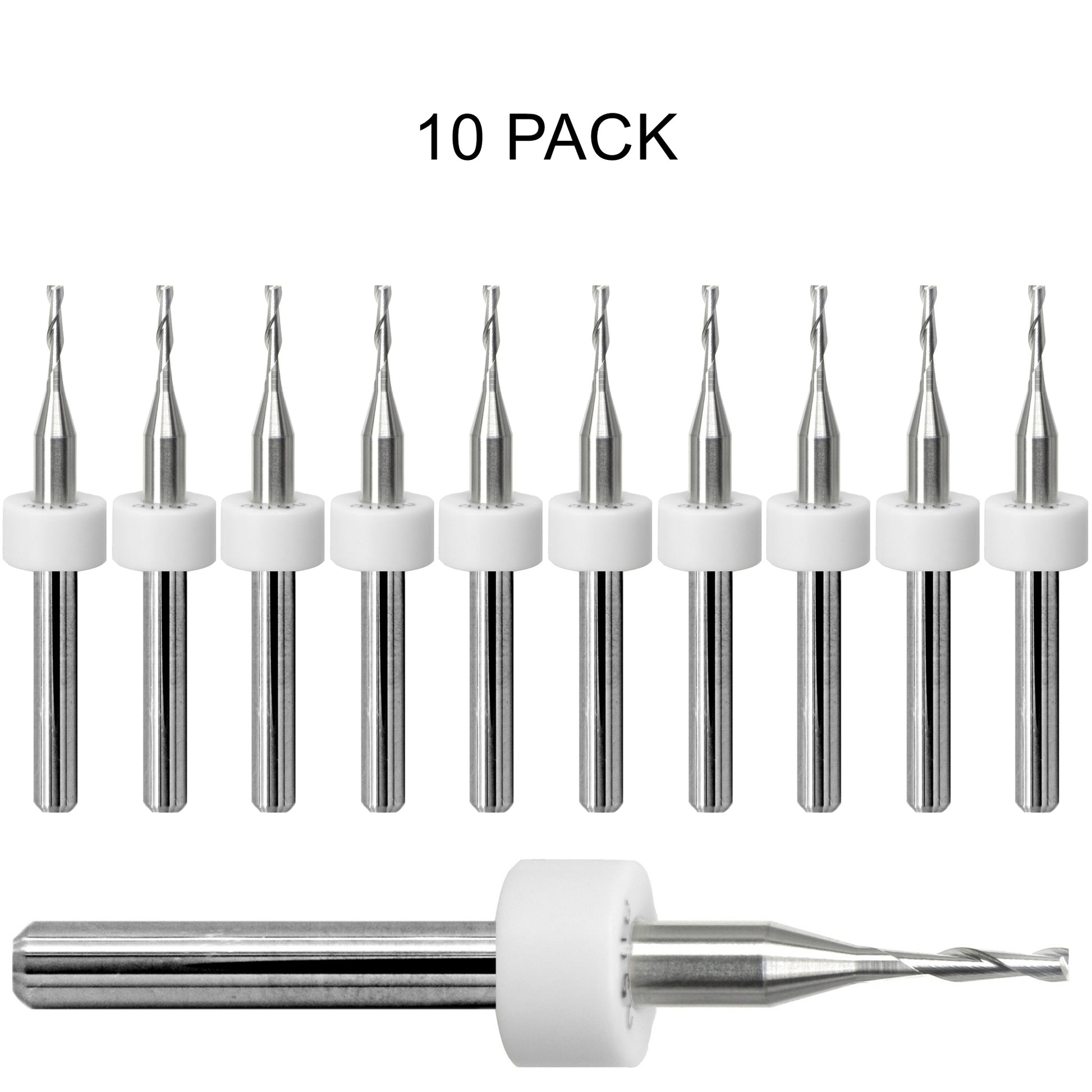 10 pack of lightly used 0.050 inch 1.27mm two flute carbide end mills with square ends