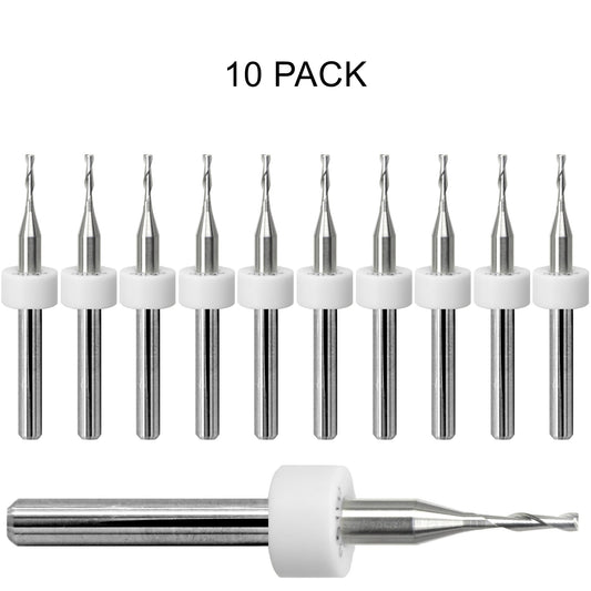 10 pack of lightly used 0.050 inch 1.27mm two flute carbide end mills with square ends