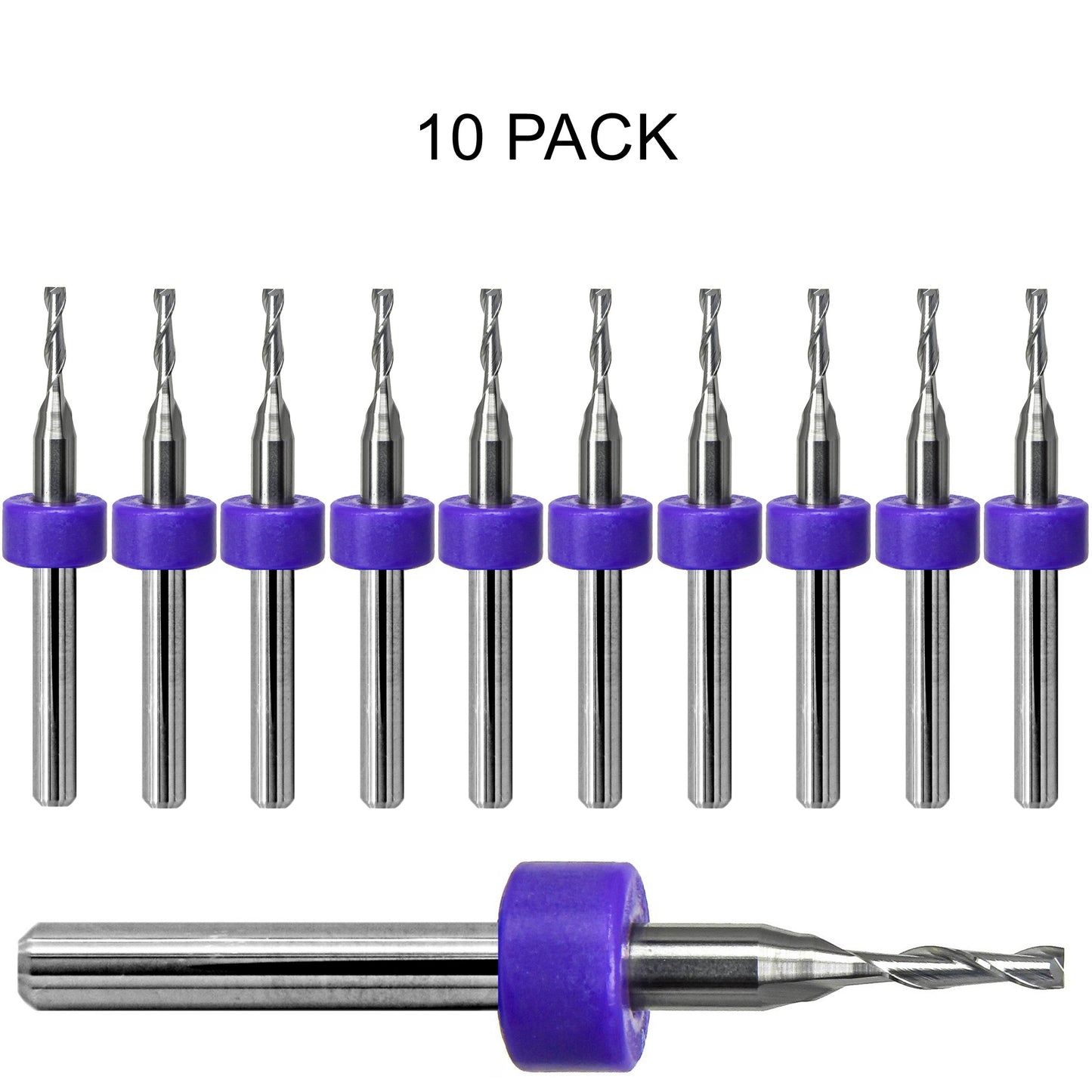 10 pack of lightly used 1/16 inch 1.60mm two flute carbide end mills with square ends
