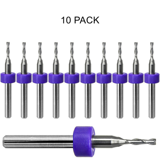 10 pack of lightly used 1/16 inch 1.60mm two flute carbide end mills with square ends