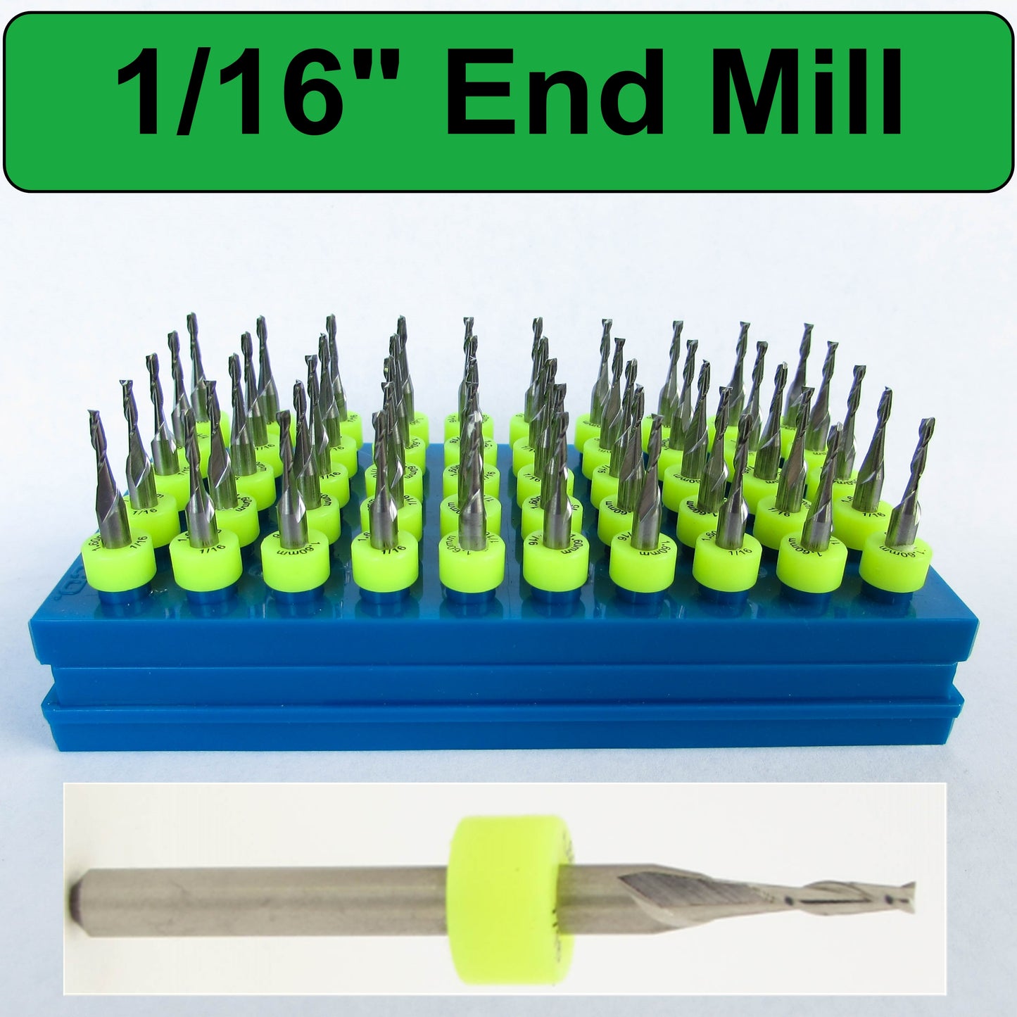 Fifty Pieces 1/16" Two Flute End Mill - Square End, Up Cut,  Solid Carbide - Super Value - UMT114