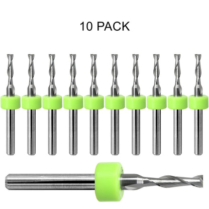 10 pack of lightly used 3/32 inch 2.40mm two flute carbide end mills with square ends
