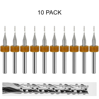 10 pack of lightly used Kyocera 0.0315 inch 1/32 chip breaker carbide routers with fish tail tips