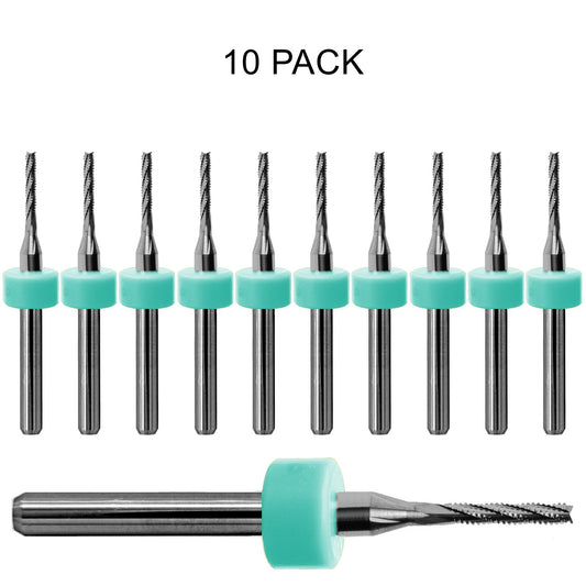 10 pack of lightly used Kyocera 0.039 inch 1.00mm chip breaker carbide routers with fish tail tips
