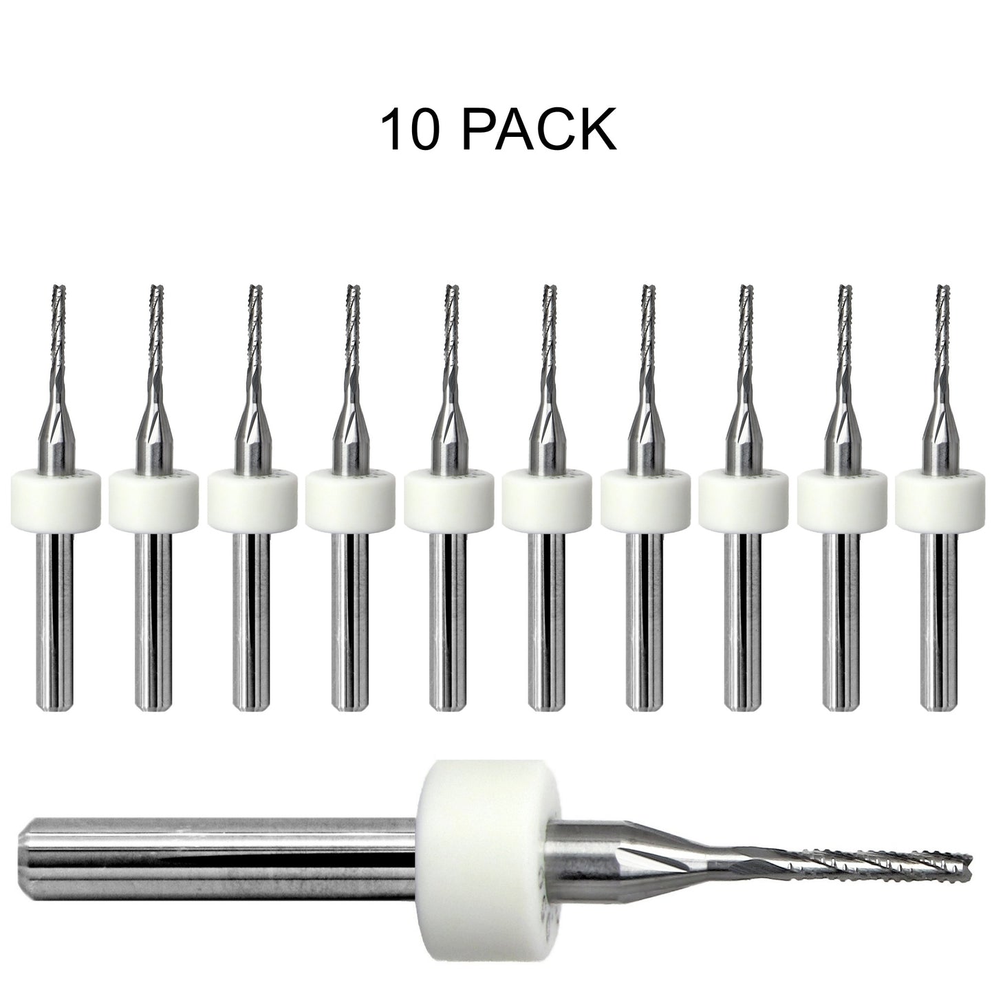 10 pack of lightly used Kyocera 0.050 inch 1.27mm chip breaker carbide routers with fish tail tips