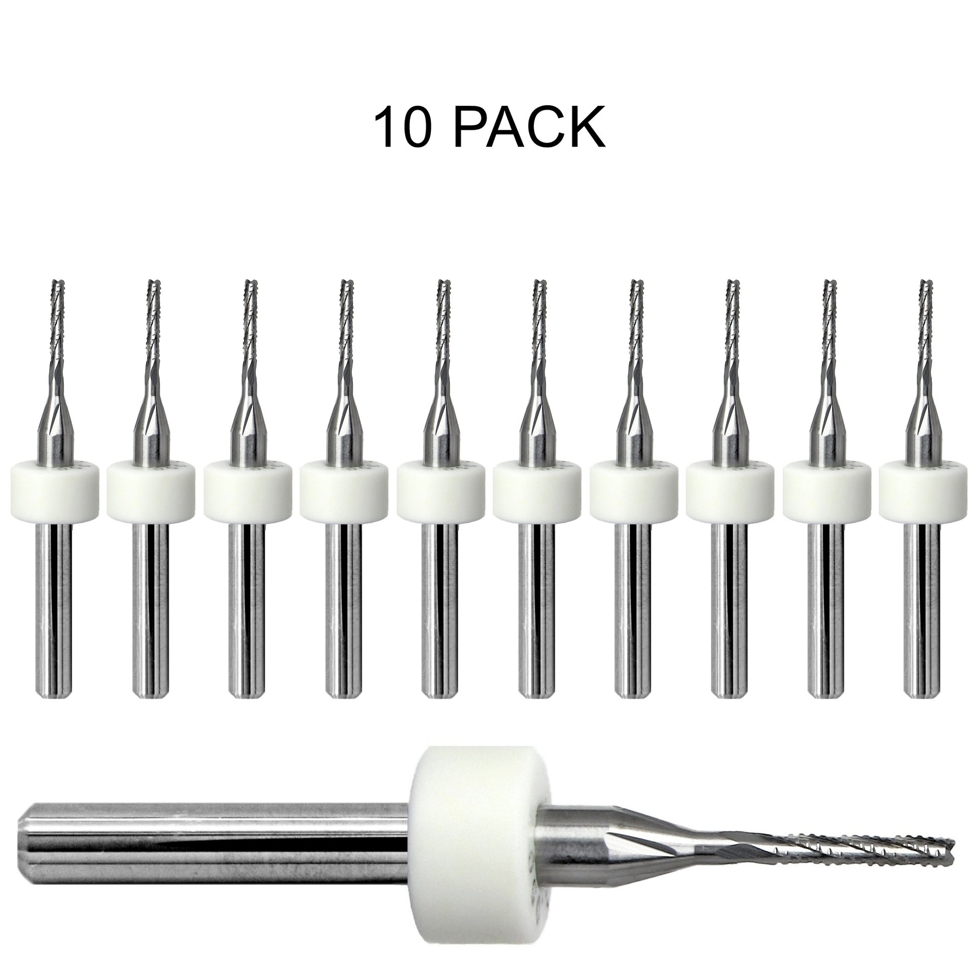 10 pack of lightly used Kyocera 0.050 inch 1.27mm chip breaker carbide routers with fish tail tips