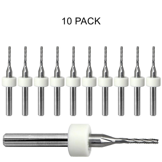 10 pack of lightly used Kyocera 0.050 inch 1.27mm chip breaker carbide routers with fish tail tips