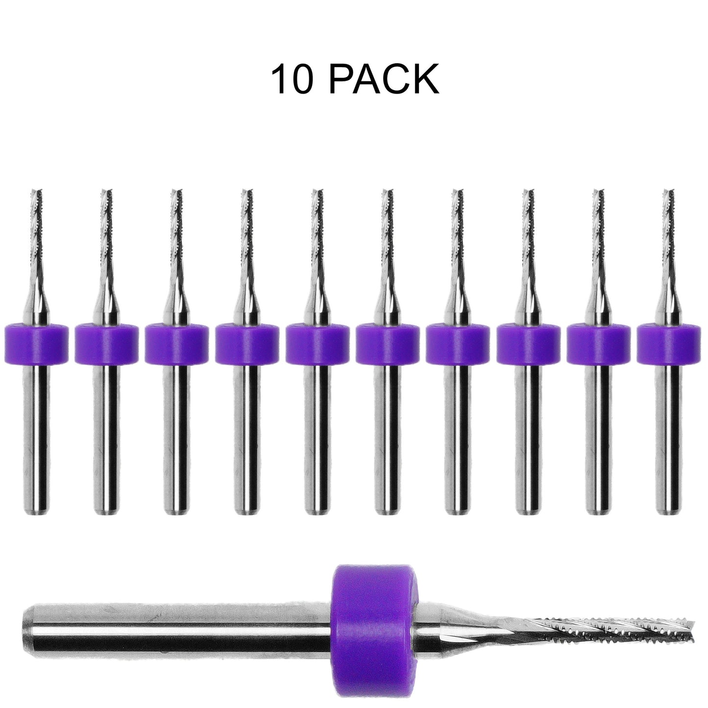 10 pack of lightly used Kyocera 0.0625 inch 1/16 chip breaker carbide routers with fish tail tips