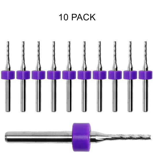 10 pack of lightly used Kyocera 0.0625 inch 1/16 chip breaker carbide routers with fish tail tips