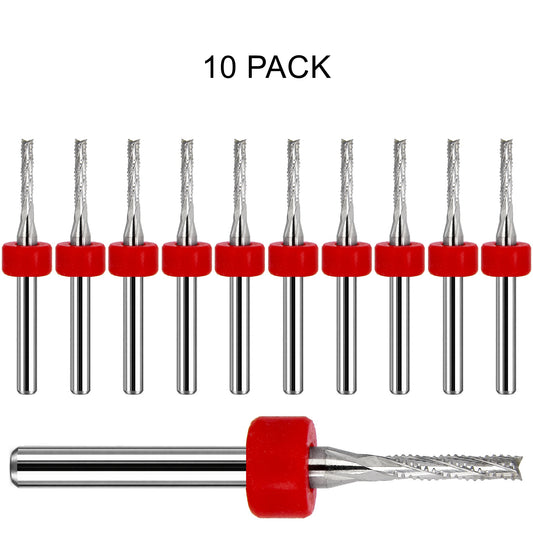 10 pack of lightly used Kyocera 0.079 inch 2.00mm chip breaker carbide routers with fish tail tips