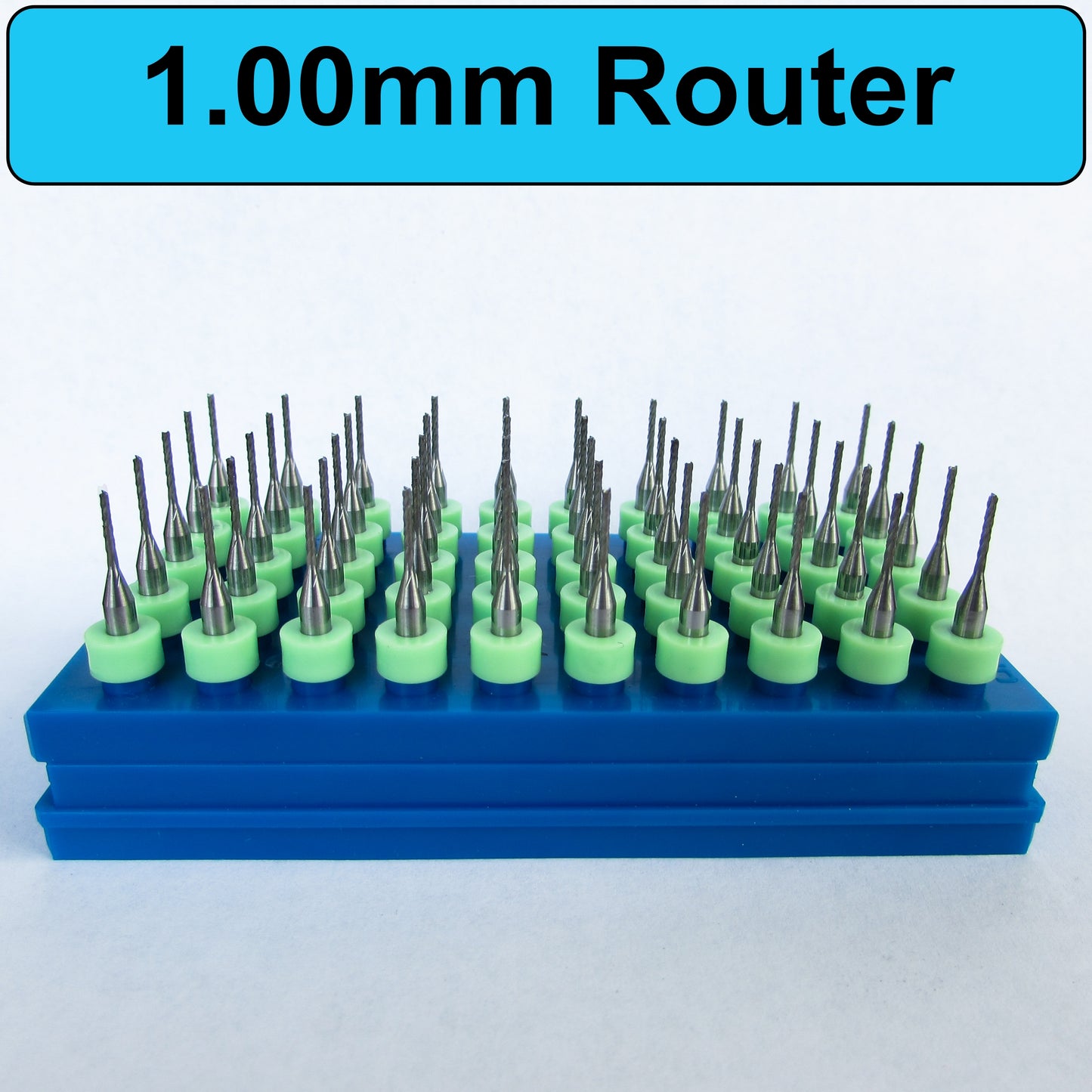 Fifty Pieces 1.00mm Router Bits Diamond Flutes 1/8" Shanks Fish Tail Tip - Up Cut Solid Carbide - Super Value - URD116