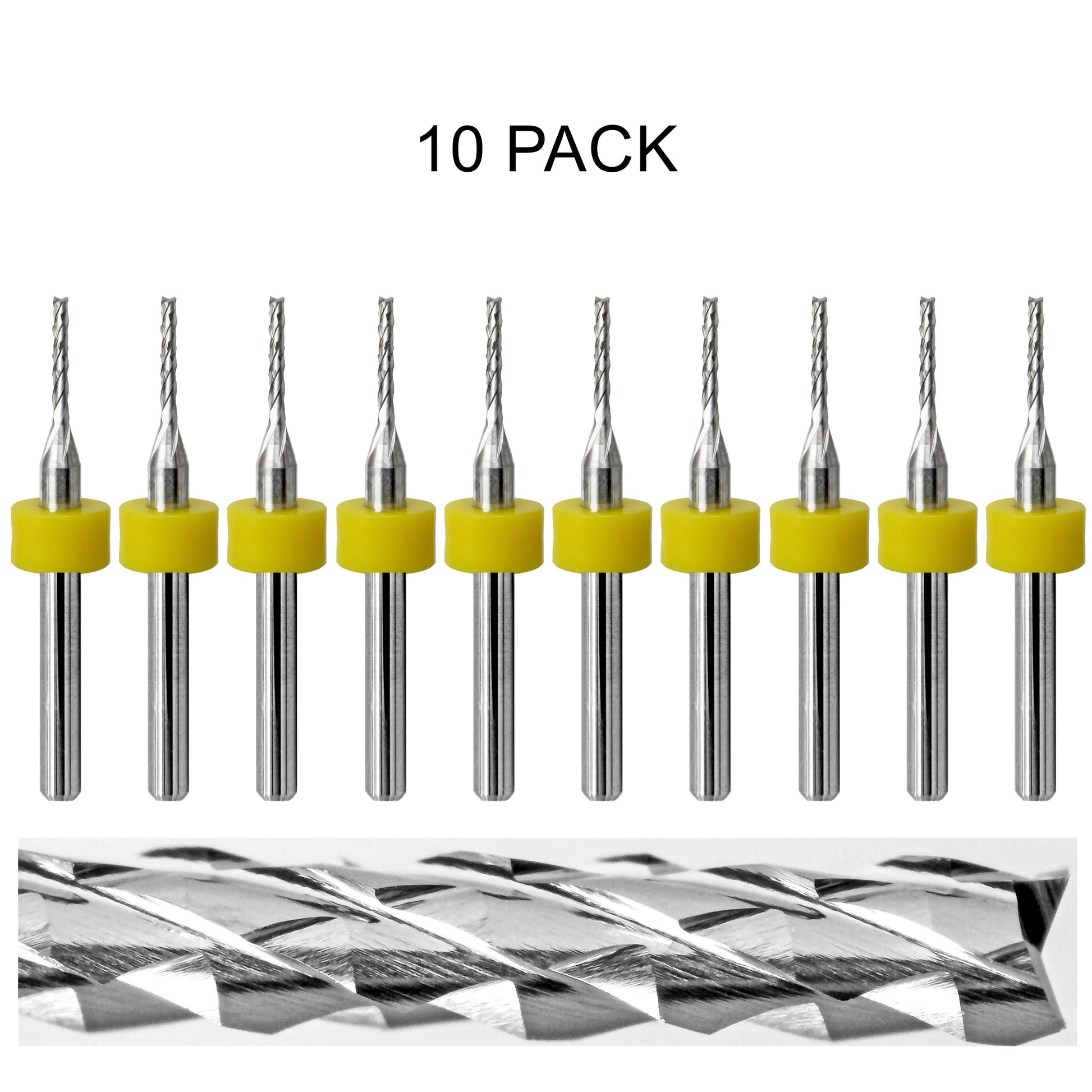 10 pack of lightly used Kyocera 0.050 inch 1.25mm diamond flute carbide routers with fish tail tips