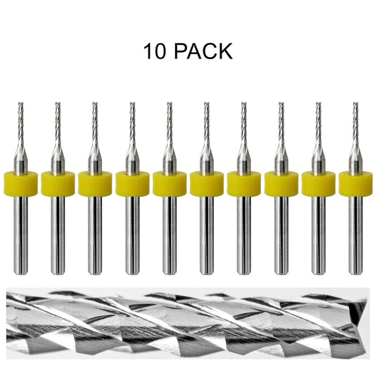 10 pack of lightly used Kyocera 0.050 inch 1.25mm diamond flute carbide routers with fish tail tips