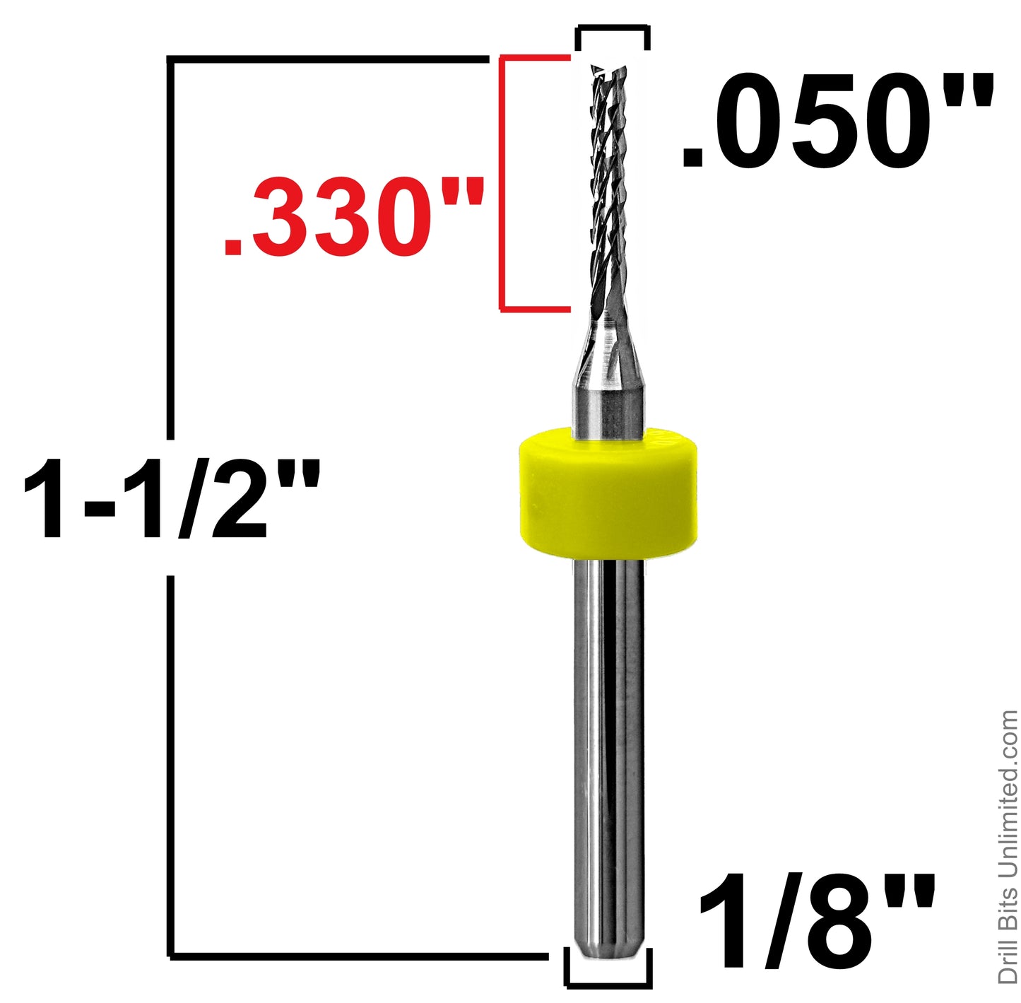 10 Piece / 5 Size Router Bit Set - Diamond Flutes - .050" to .125"  Up Cut Fish Tail URDV100