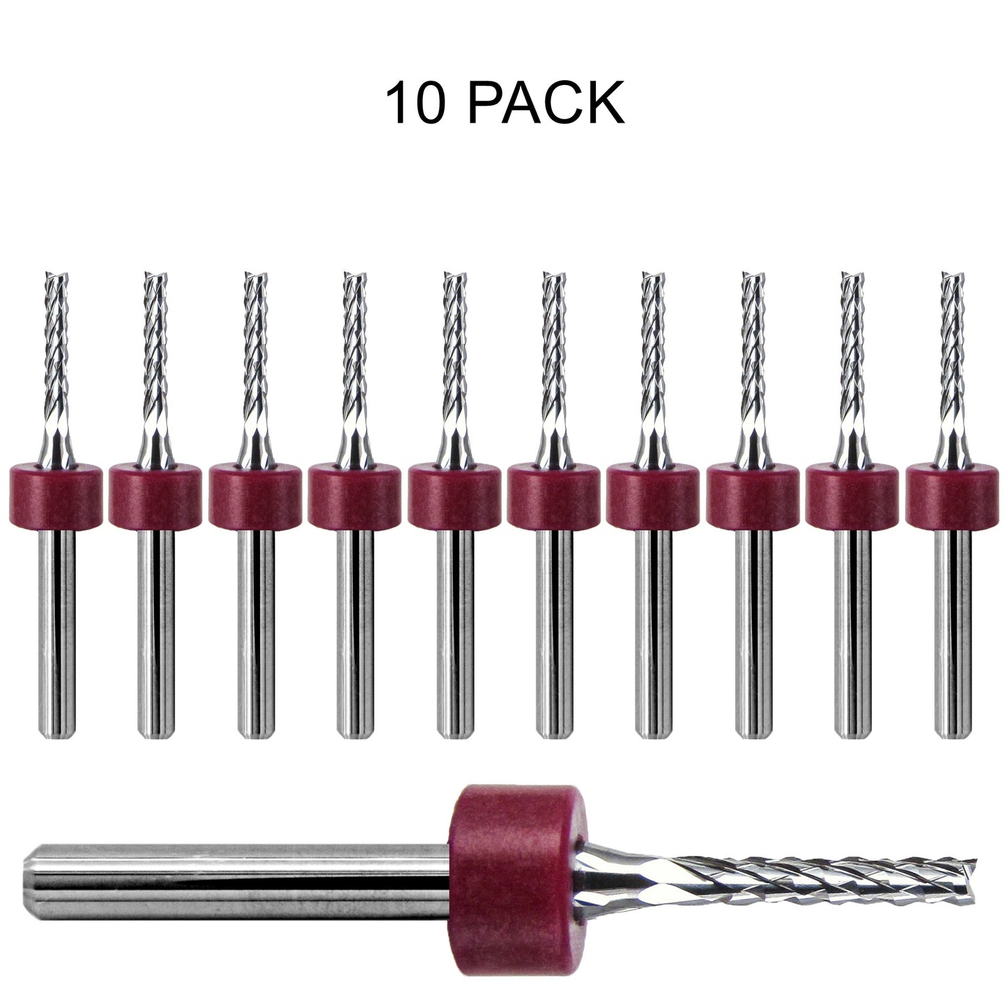 10 pack of lightly used Kyocera 0.079 inch 2.00mm diamond flute carbide routers with fish tail tips