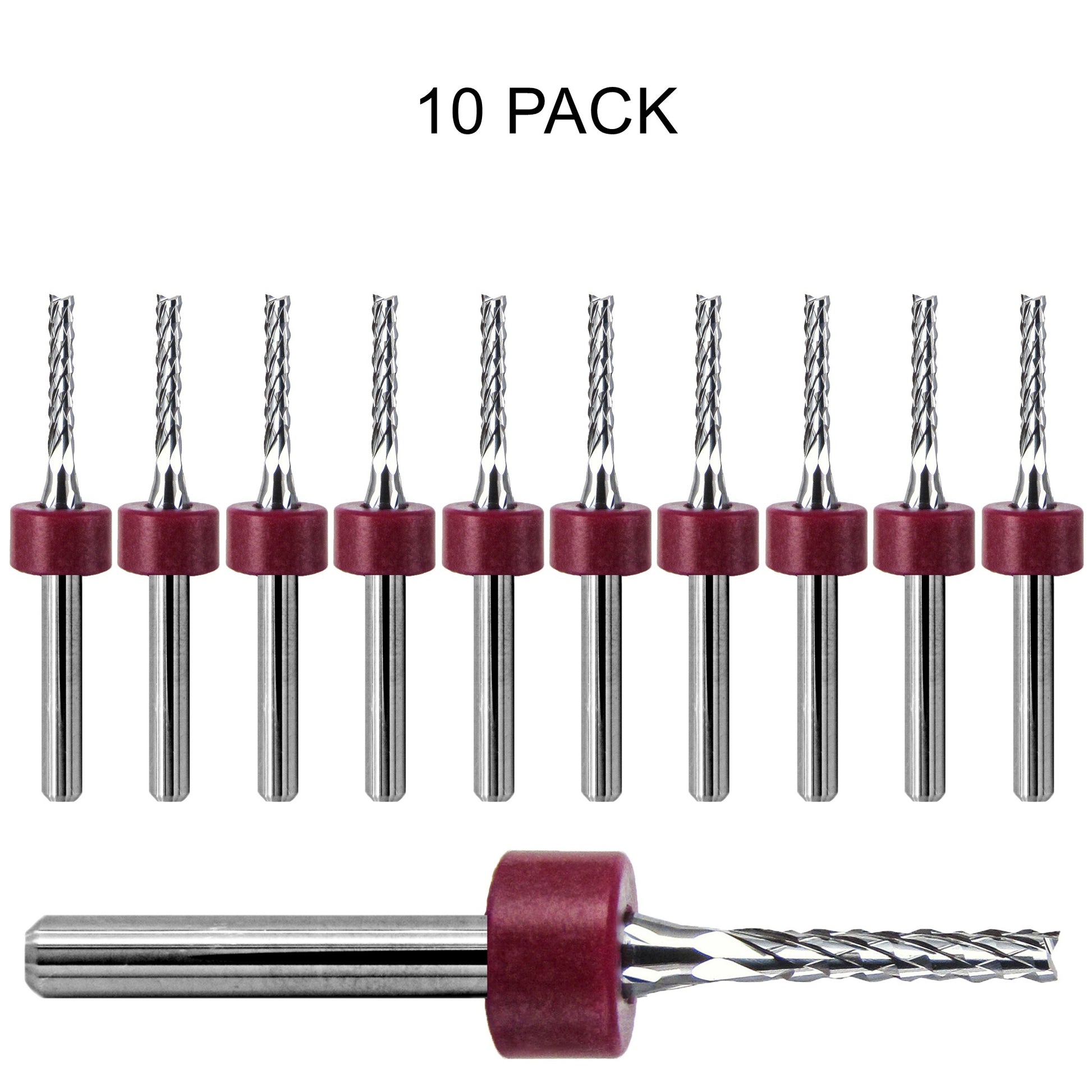 10 pack of lightly used Kyocera 0.079 inch 2.00mm diamond flute carbide routers with fish tail tips