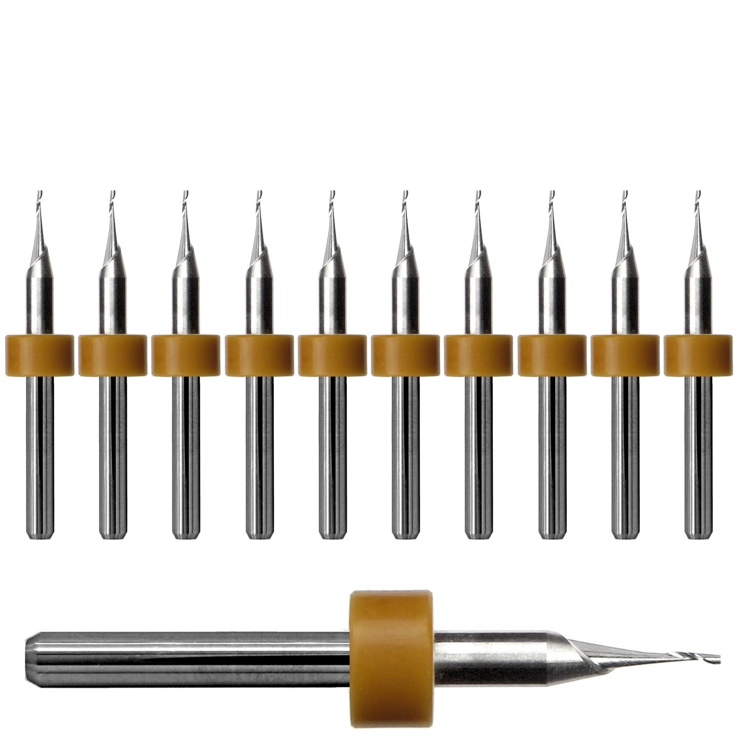 0.0315" / 1/32" Single-Flute Carbide End Mill, Square End, .200" LOC, 1/8" Shank | Lightly Used 10 Pc URO100