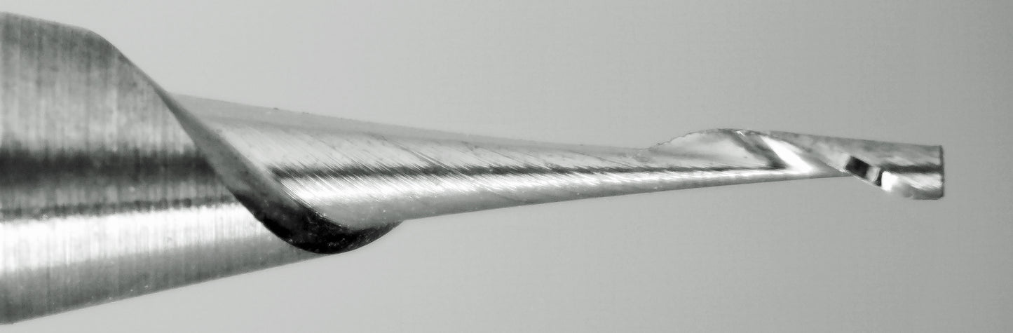 0.0315" / 1/32" Single-Flute Carbide End Mill, Square End, .200" LOC, 1/8" Shank | Lightly Used 10 Pc URO100
