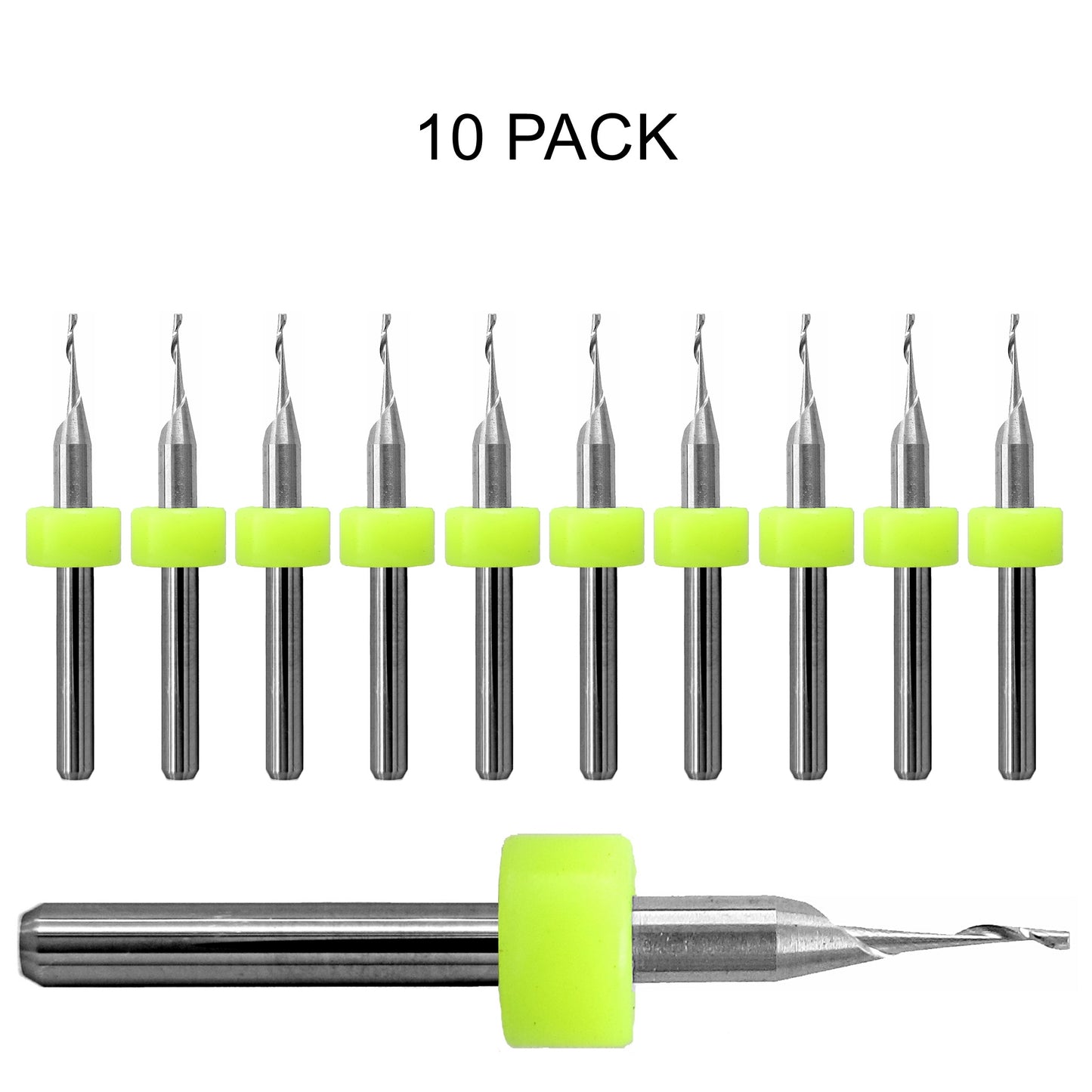 10 pack of lightly used 0.0394 inch 1.00mm single flute carbide end mills with square ends