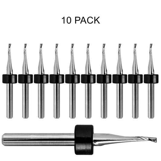 10 pack of lightly used 0.0625 inch 1/16 single flute carbide end mills with square ends