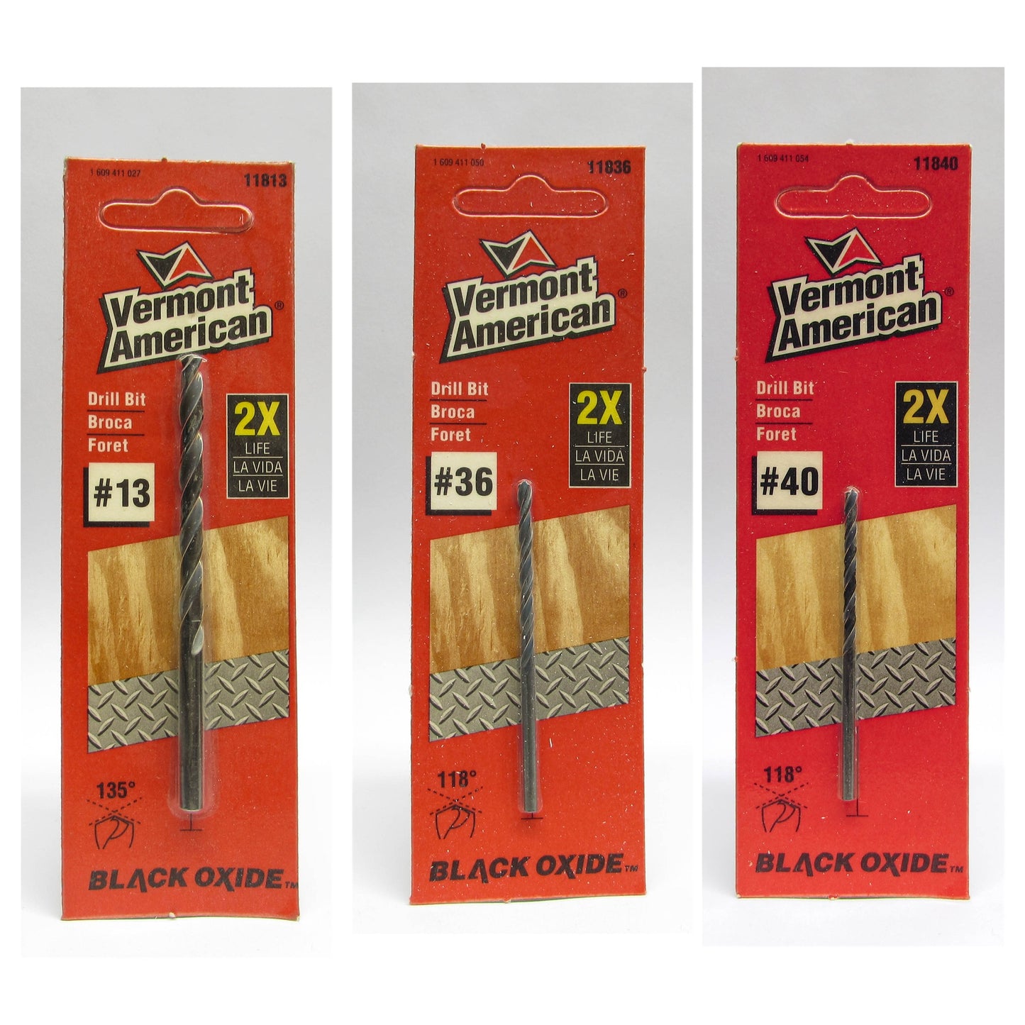 Vermont American Black Oxide HSS Jobber Drill Bits, Wire Gauge Sizes