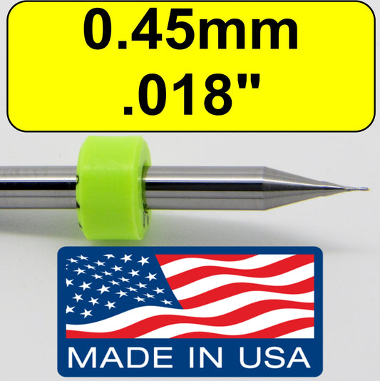 .018" 0.45mm Two Flute Carbide End Mill 