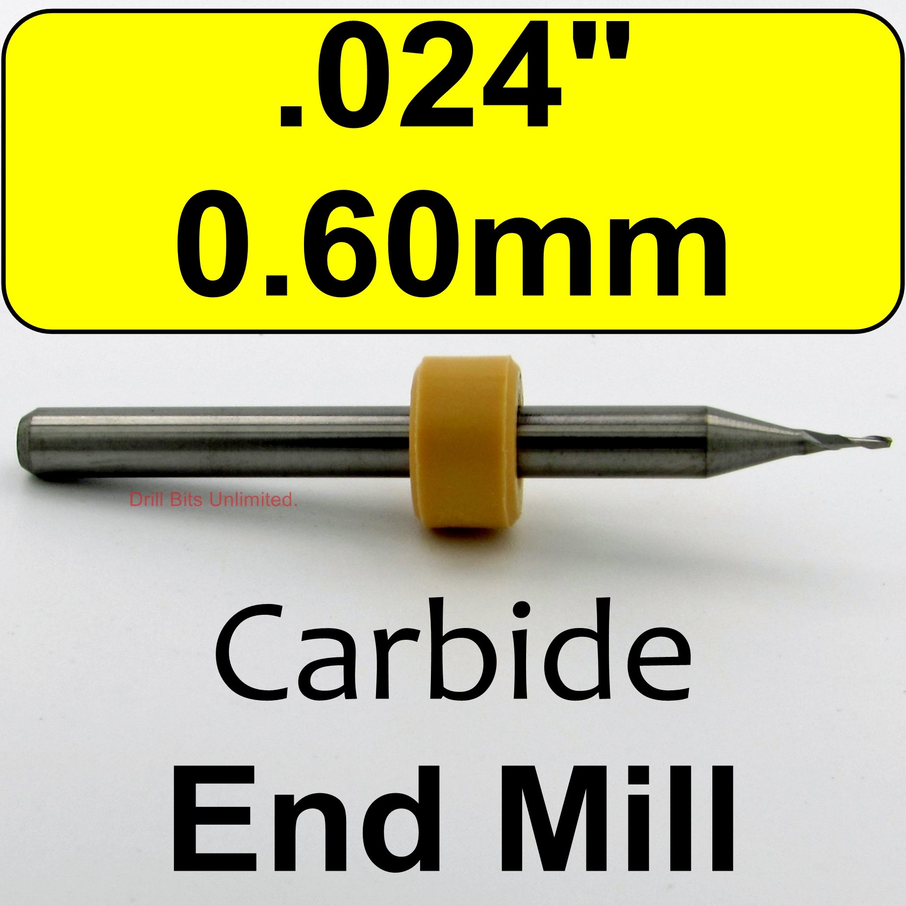  .024" (0.60mm) Two Flute Carbide End Mill - Up Cut