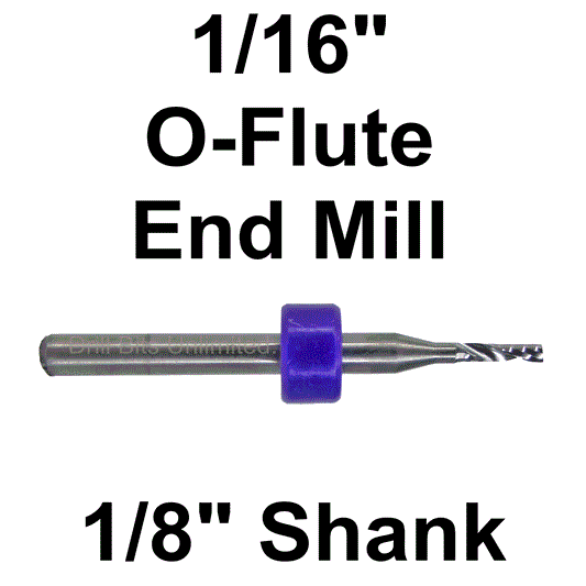 1/16" X .250" Single Flute Carbide End Mill for Aluminum, Plastics, Acrylic, Soft Metals LUM-A
